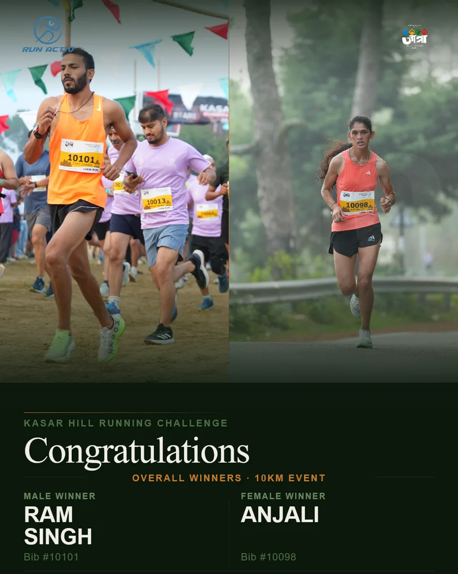10K winners, male and female, Kasar Hill Running Challenge.